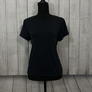 Athleta Women's Small Black Slit Back Lightweight Athleisure Short Sleeve Shirt